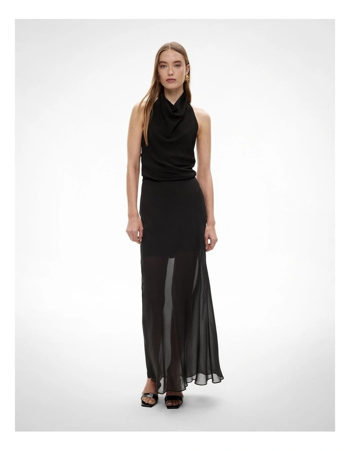 Bias Maxi Skirt in Black image 2