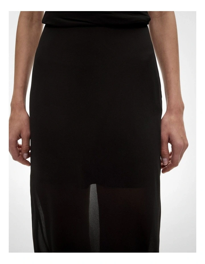 Bias Maxi Skirt in Black image 3