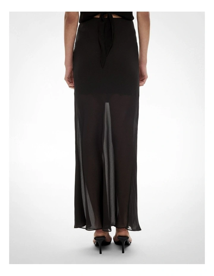 Bias Maxi Skirt in Black image 4