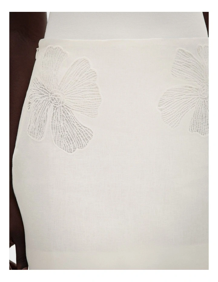 Lace Insert Mini Skirt in Fresh White image 3