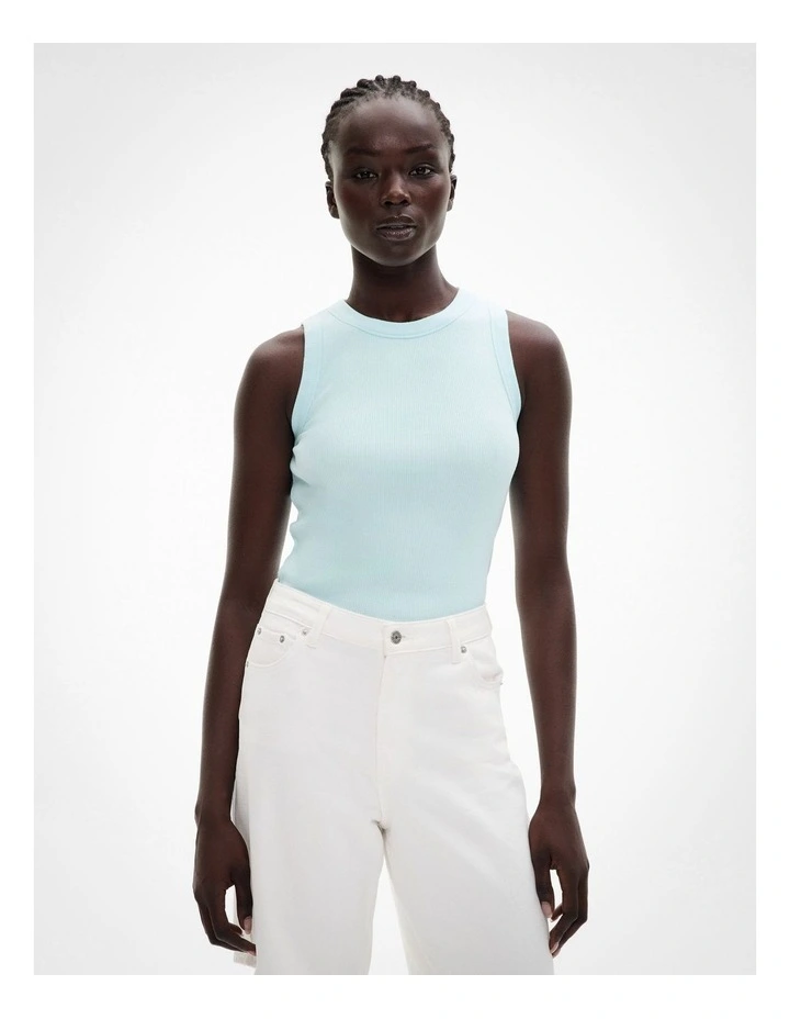 Crew Rib Tank in Faded Turquoise image 1