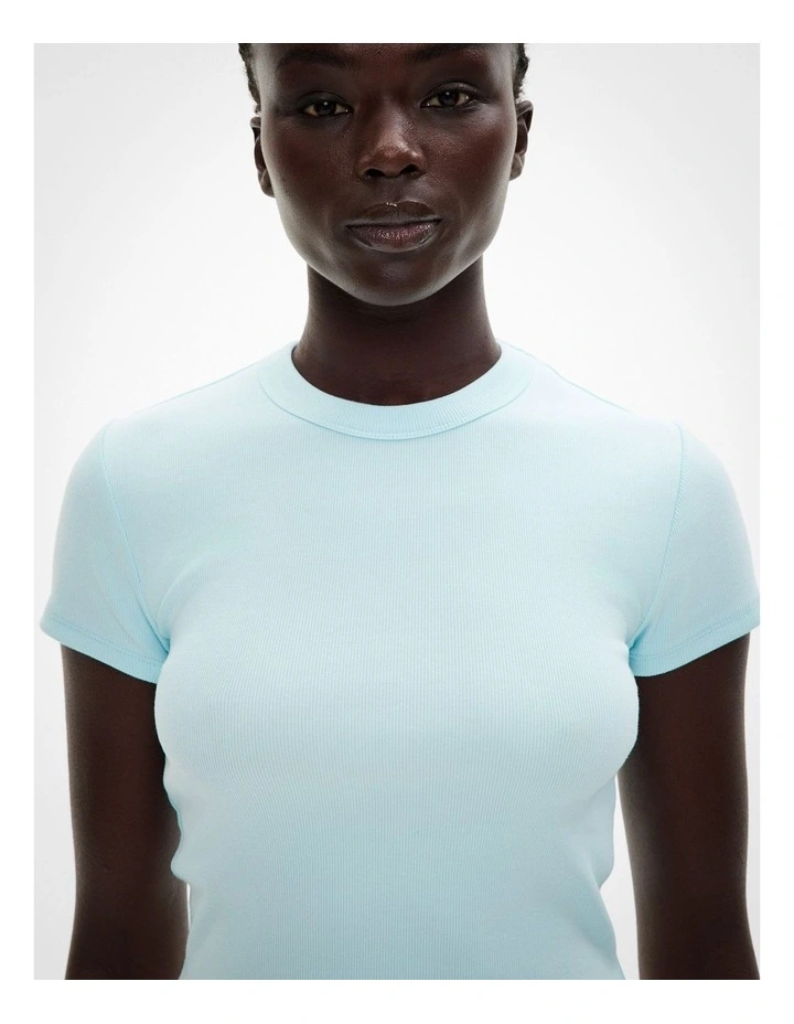 Rib Baby Tee in Faded Turquoise image 3