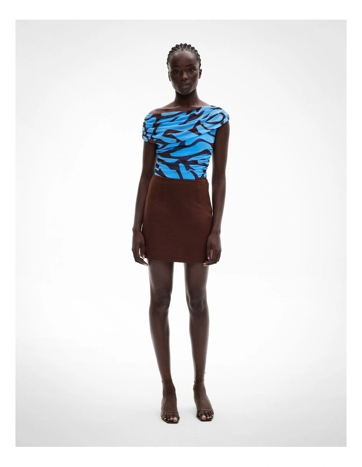 Mesh Drape Top in Azure Print image 2