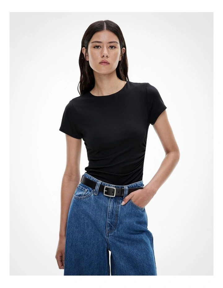 Jersey Drape Tee in Black image 1