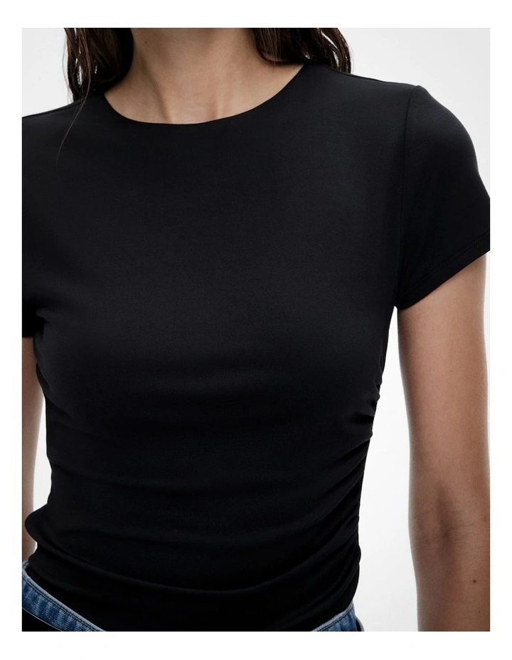 Jersey Drape Tee in Black image 3