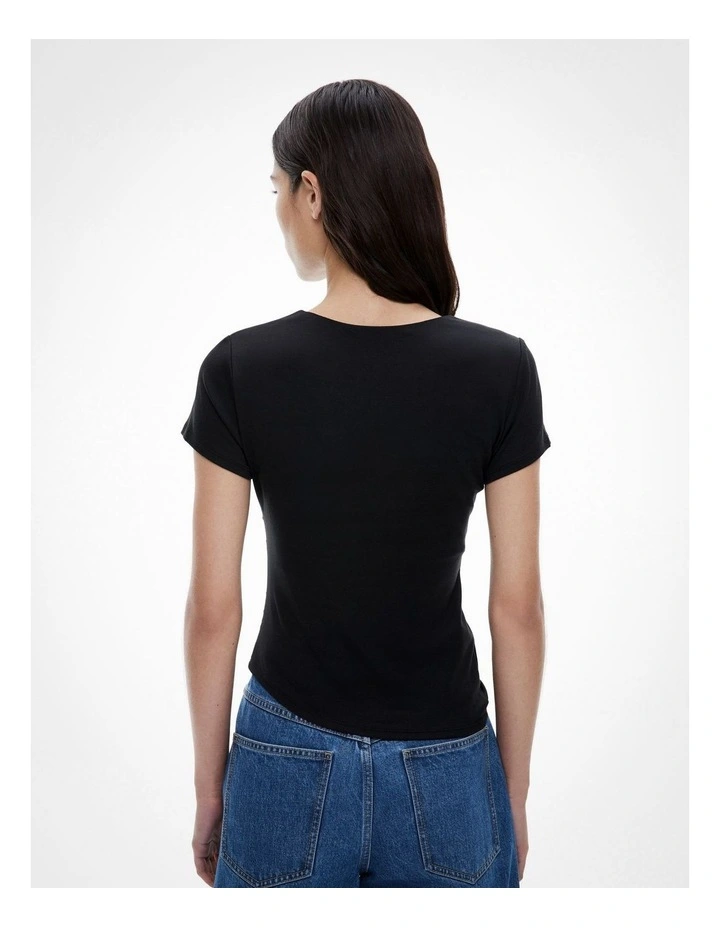 Jersey Drape Tee in Black image 4