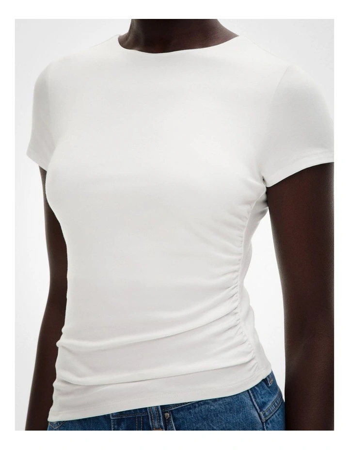 Jersey Drape Tee in Fresh White image 3