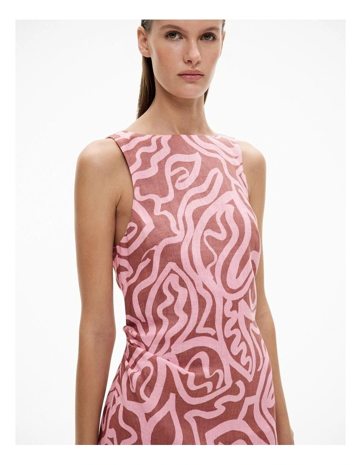 Boat Neck Mini Dress in Rosewood Print image 3