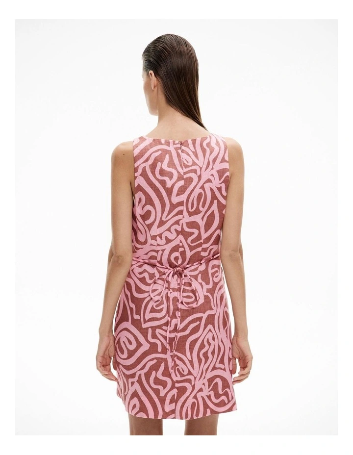 Boat Neck Mini Dress in Rosewood Print image 4
