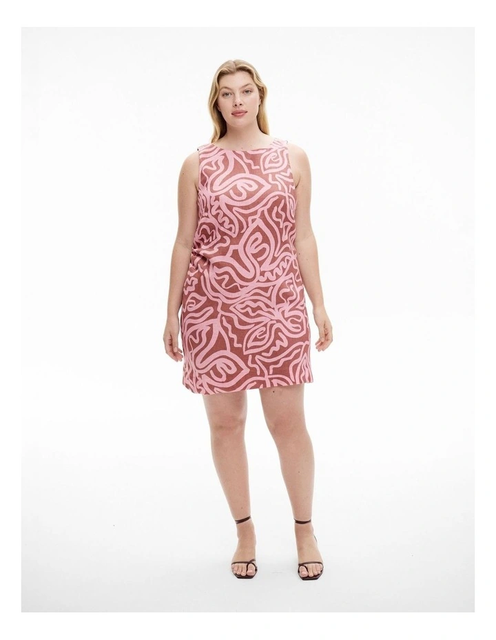 Boat Neck Mini Dress in Rosewood Print image 5