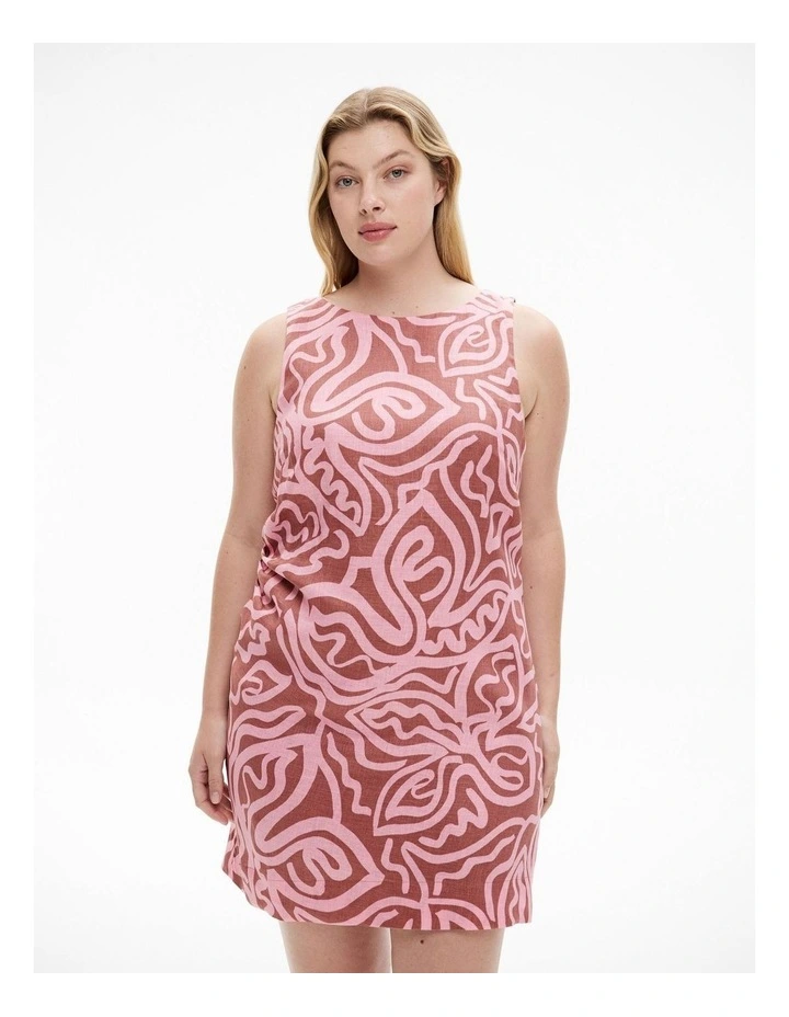 Boat Neck Mini Dress in Rosewood Print image 6