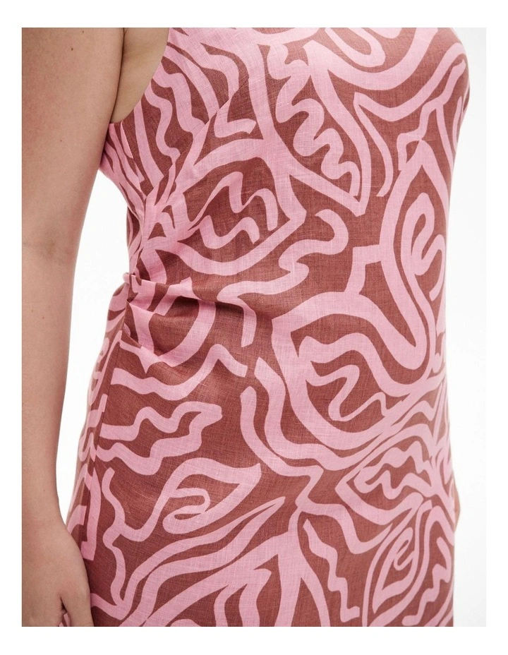 Boat Neck Mini Dress in Rosewood Print image 7