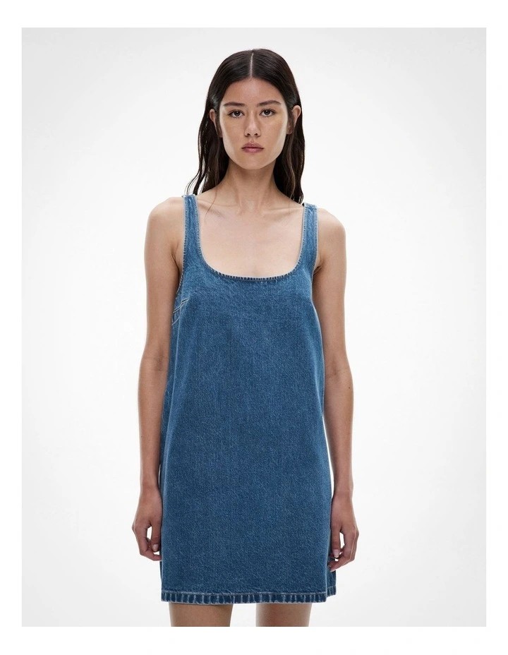 A Line Denim Dress in Indigo image 1