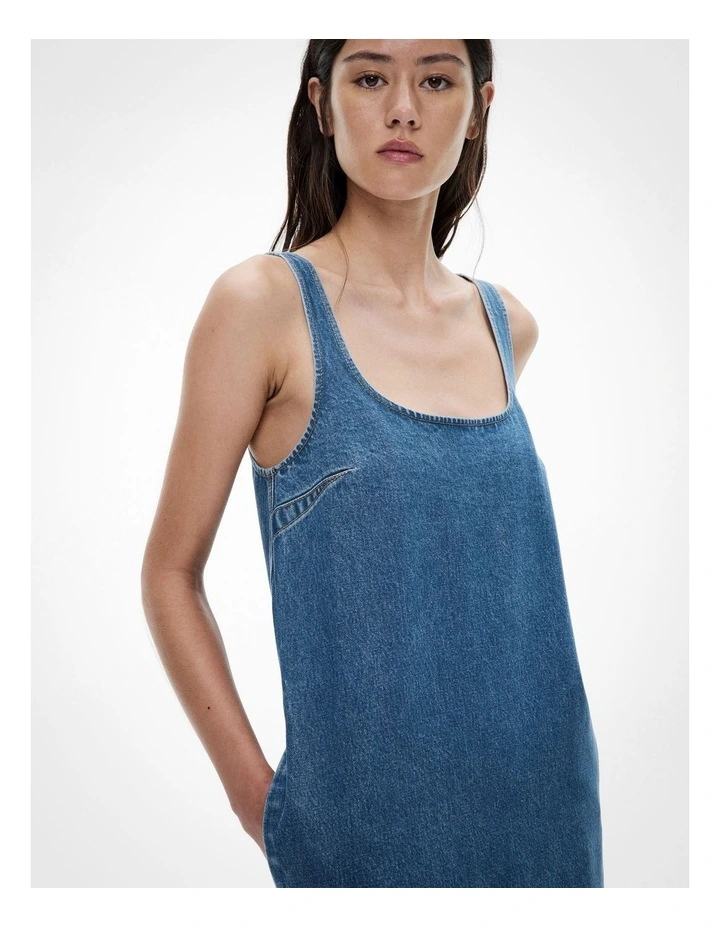 A Line Denim Dress in Indigo image 3