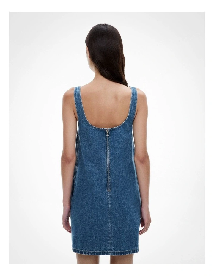 A Line Denim Dress in Indigo image 4