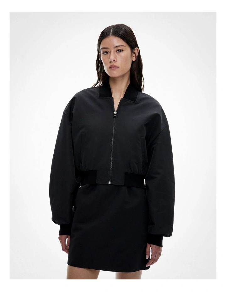 Cropped Bomber Jacket in Black image 1