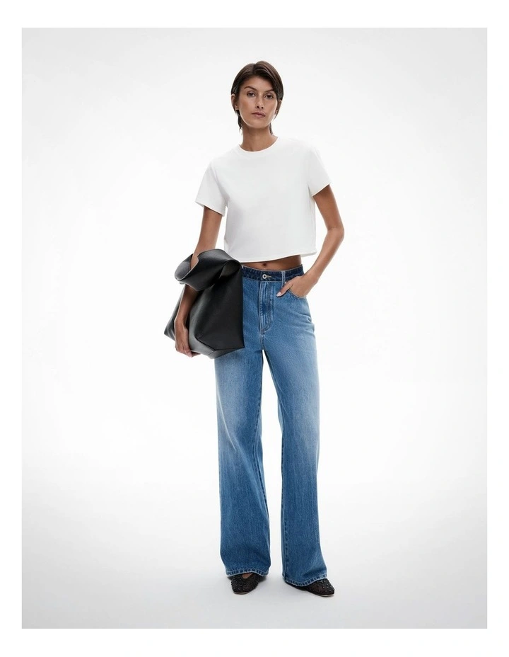 Contrast Waistband Jean in Light Indigo image 2