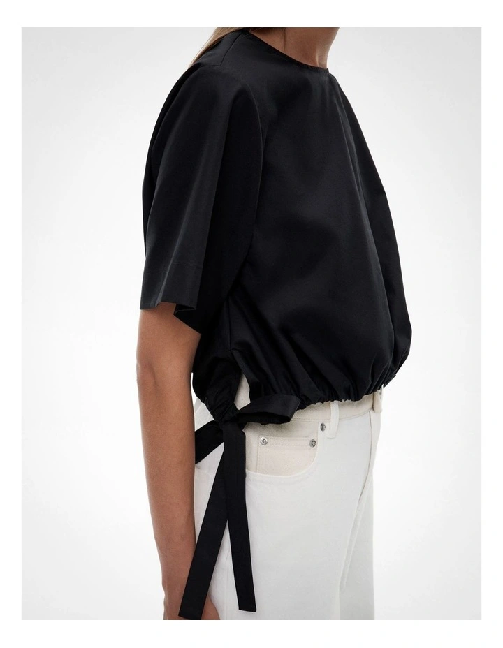Bubble Tie Top in Black image 3