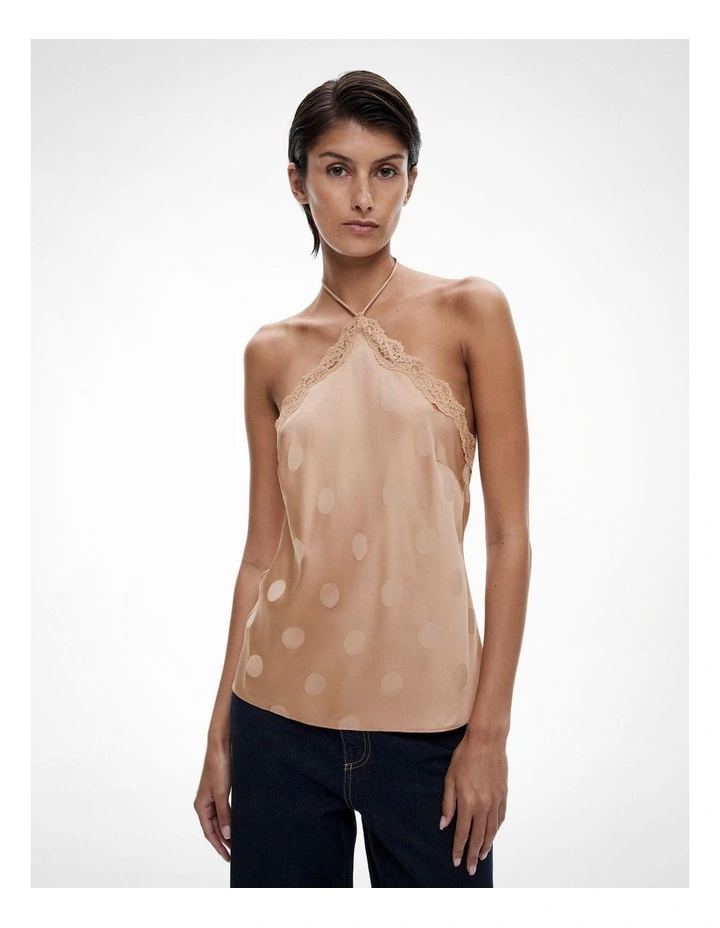 Spot Halter Top in Praline Spot image 1