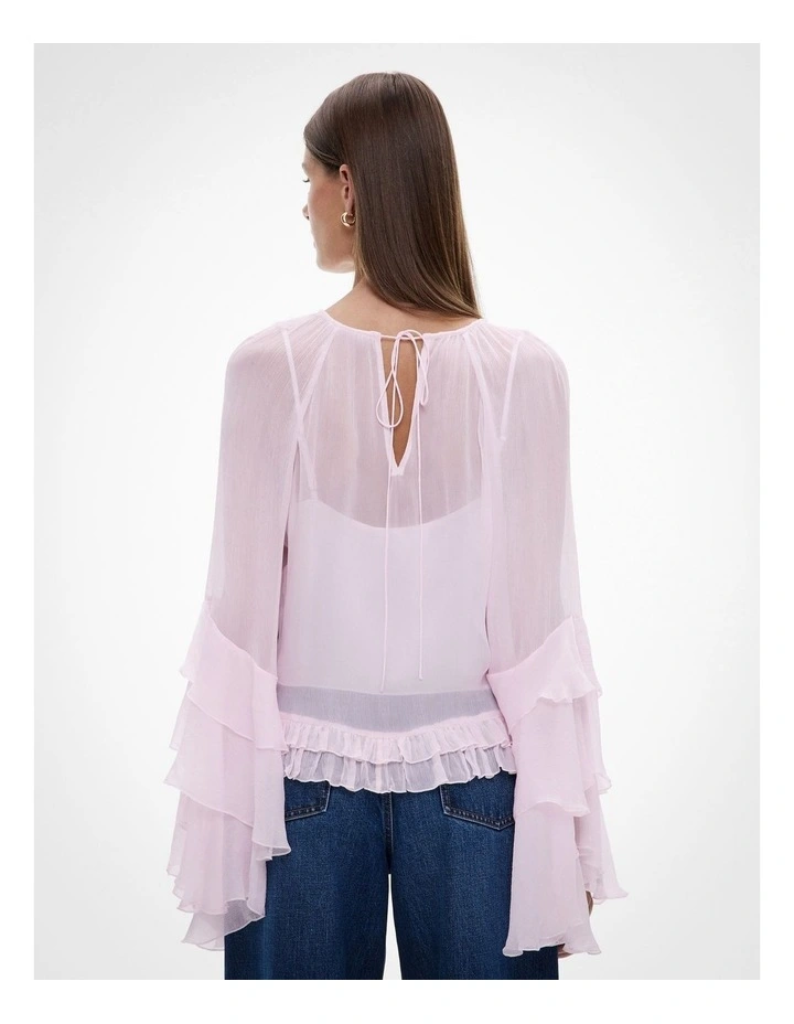 Ruffle Trim Top in Blush image 2