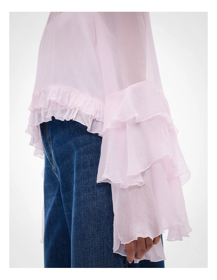 Ruffle Trim Top in Blush image 3