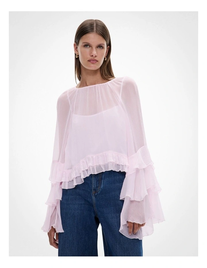 Ruffle Trim Top in Blush image 4