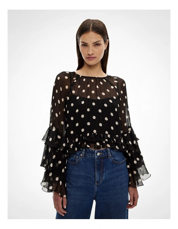 Ruffle Trim Shirt in Multi Spot image 1