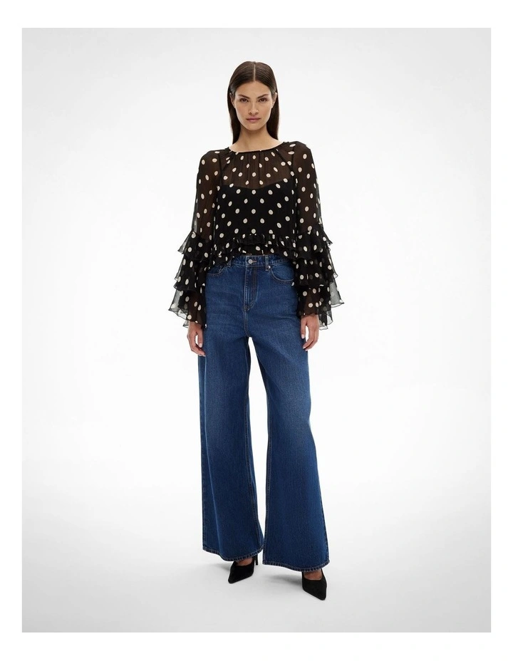 Ruffle Trim Shirt in Multi Spot image 2
