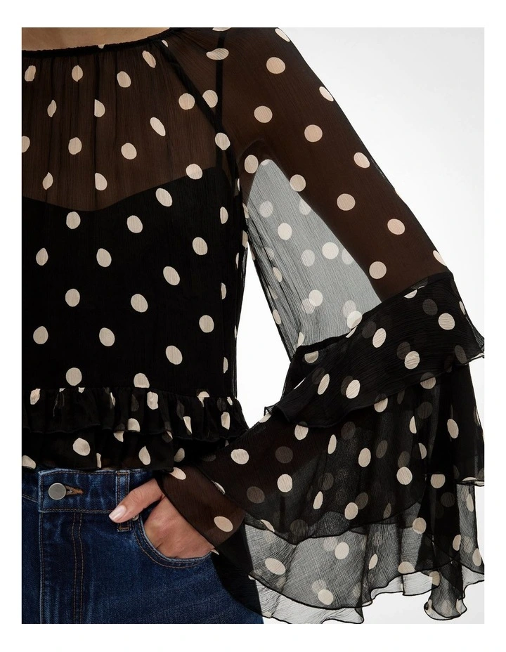 Ruffle Trim Shirt in Multi Spot image 3