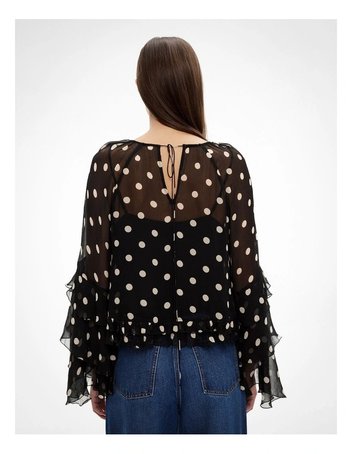 Ruffle Trim Shirt in Multi Spot image 4
