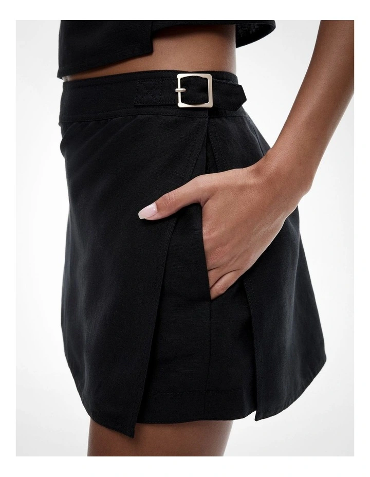 Buckle Detail Skort in Black image 3