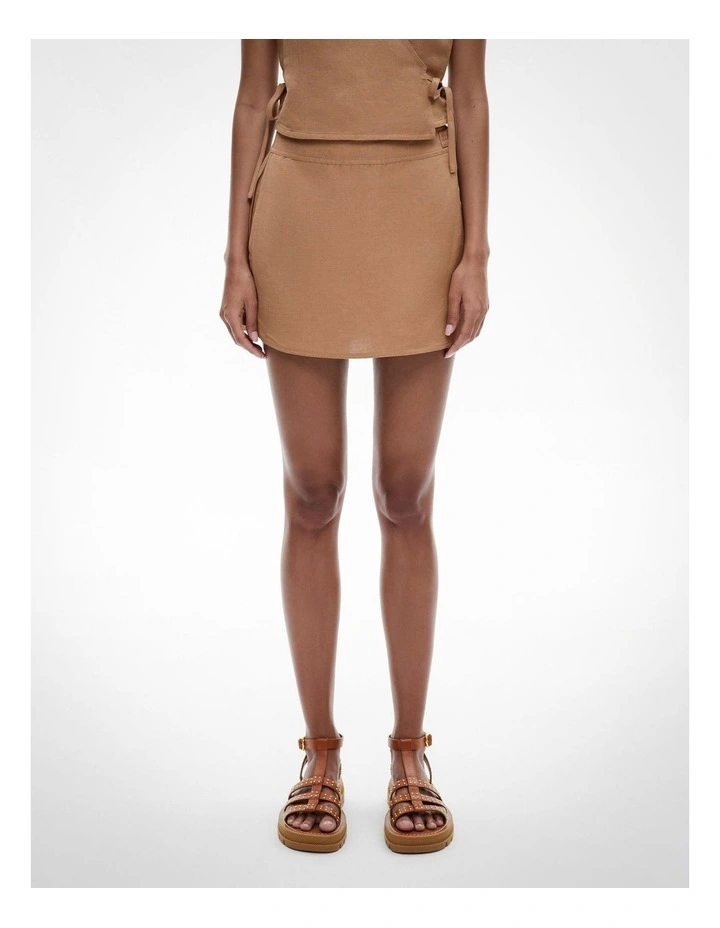 Buckle Detail Skort in Caramel image 1