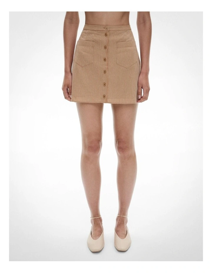 Button Up Mini Skirt in Blush Stripe image 1