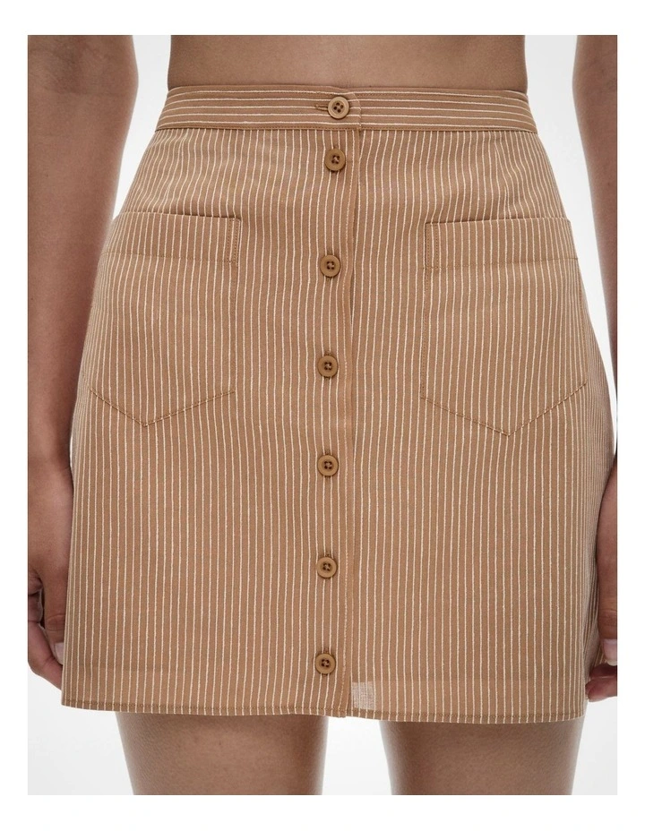 Button Up Mini Skirt in Blush Stripe image 3