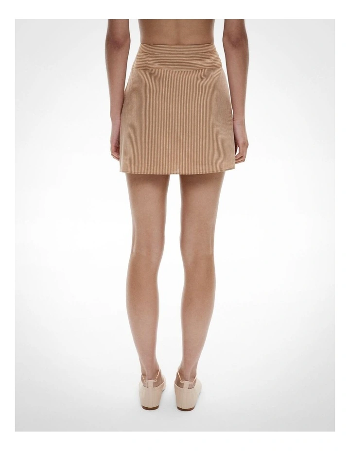 Button Up Mini Skirt in Blush Stripe image 4