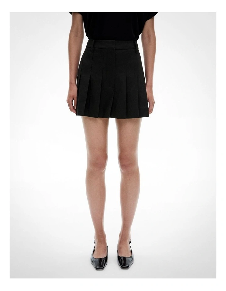 Pleat Mini Skirt in Black image 1