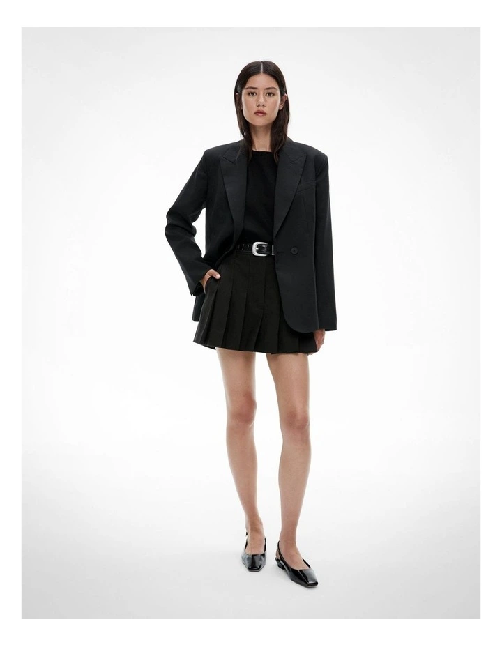 Pleat Mini Skirt in Black image 2