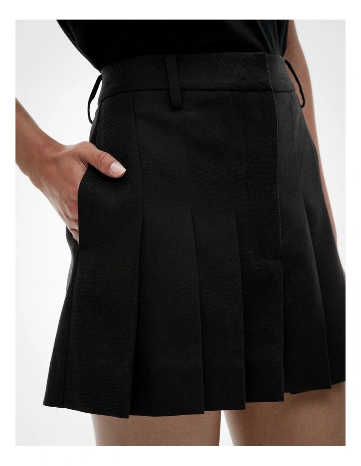 Pleat Mini Skirt in Black image 3
