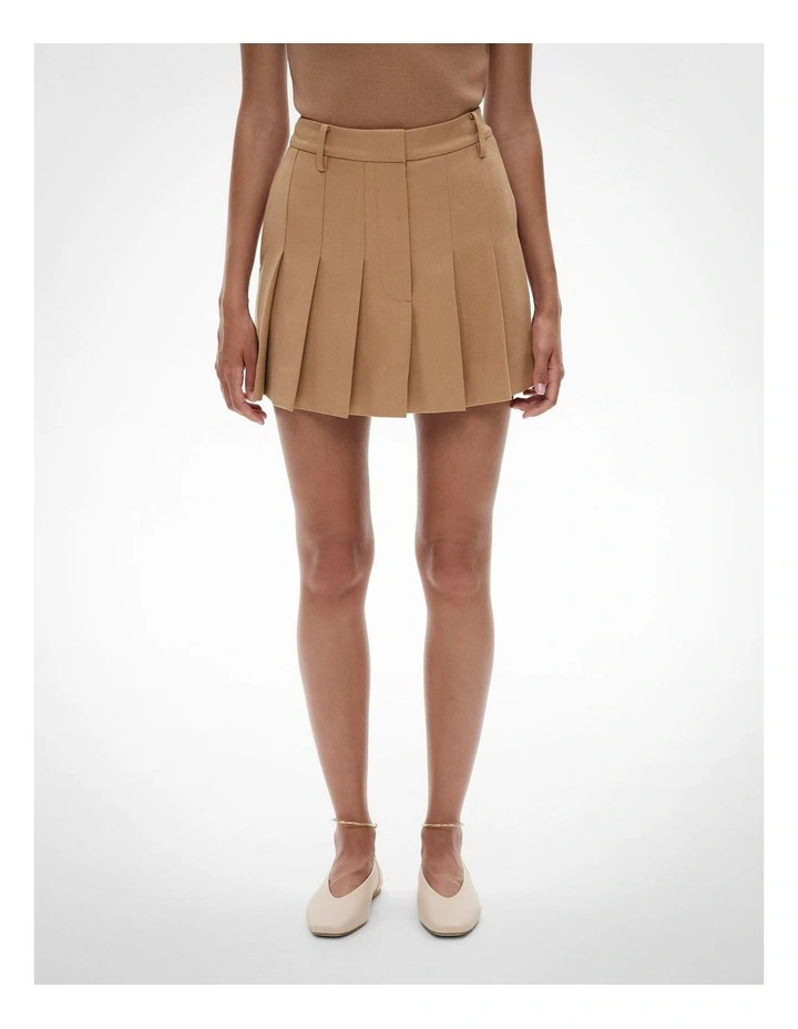 Pleat Mini Skirt in Caramel image 1