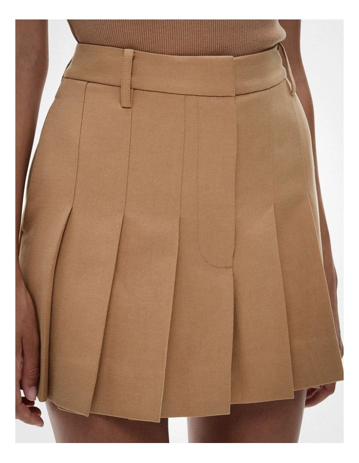 Pleat Mini Skirt in Caramel image 3