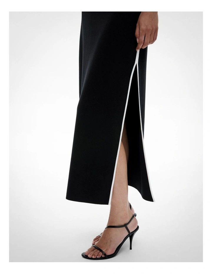 Knit Split Detail Skirt in Black image 3