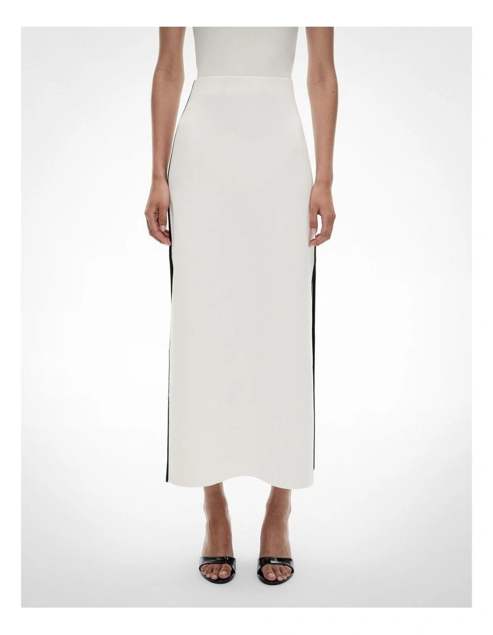 Knit Split Detail Skirt in Chalk image 1