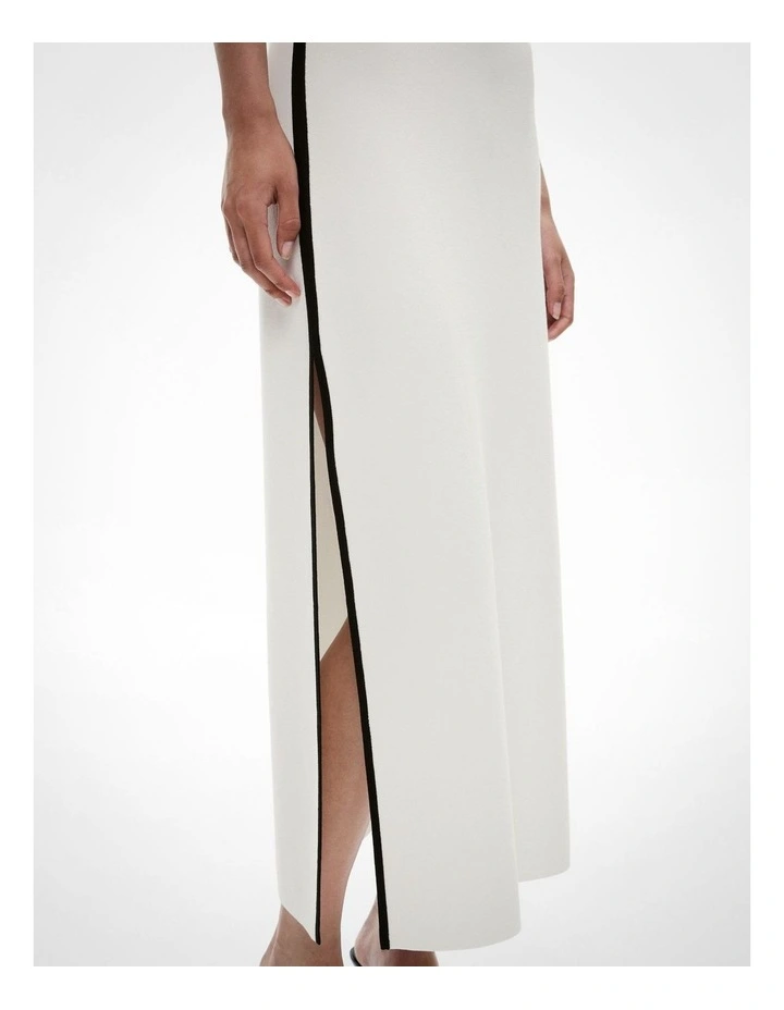 Knit Split Detail Skirt in Chalk image 3