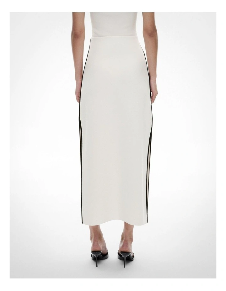 Knit Split Detail Skirt in Chalk image 4