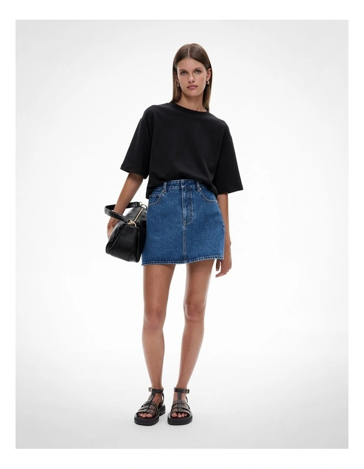 Denim Mini Skirt in Indigo image 2