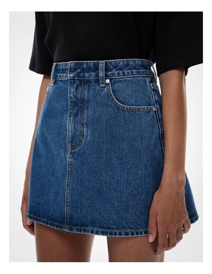 Denim Mini Skirt in Indigo image 3