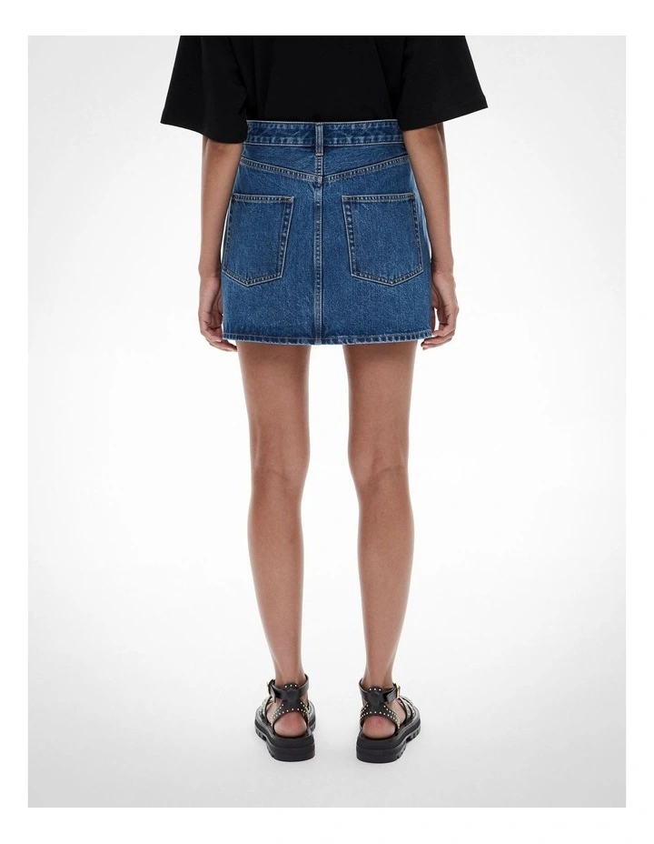 Denim Mini Skirt in Indigo image 4