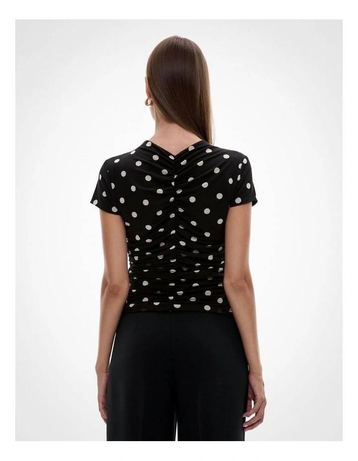 Ruched Mesh Tee in Multi Spot image 4