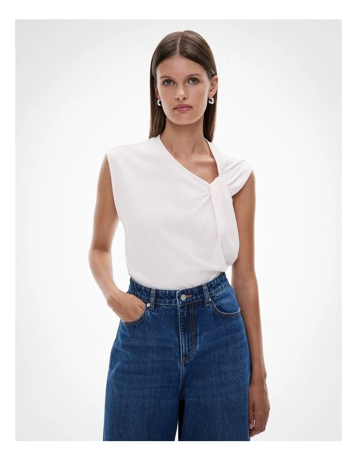 Twist Shoulder Tee in Blush image 1
