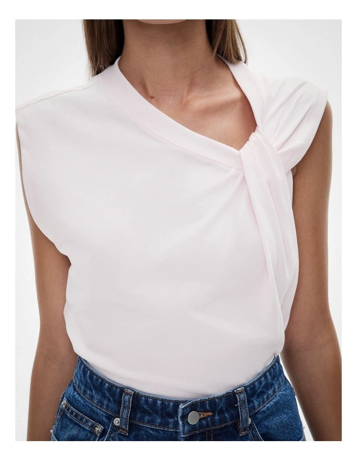 Twist Shoulder Tee in Blush image 3